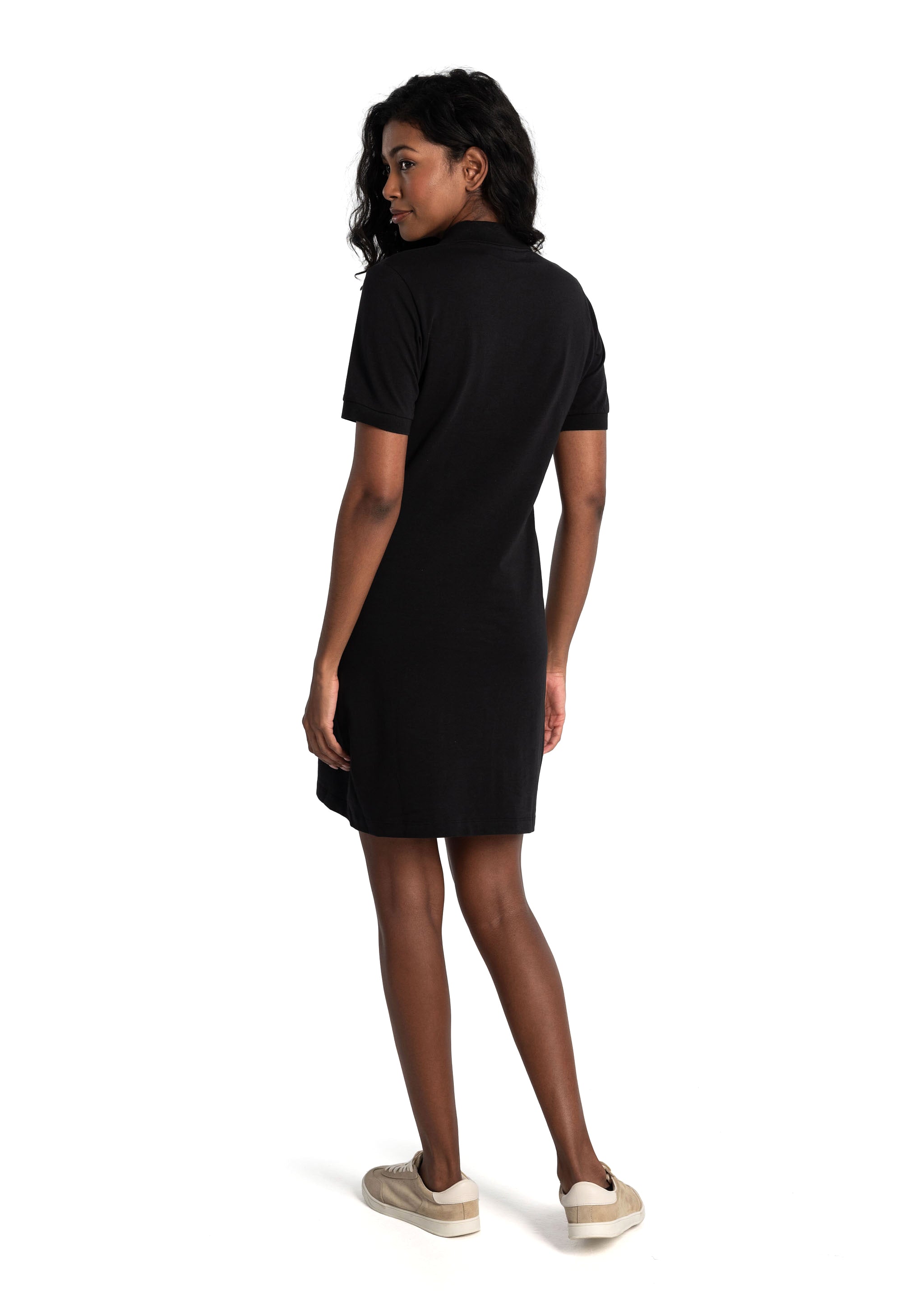 Lolë Effortless Polo Dress in black — your perfect go-to dress, no matter the occasion