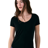 Lolë Dynamic V-neck in black — this V-neck tee proves that everyday essentials can still feel special