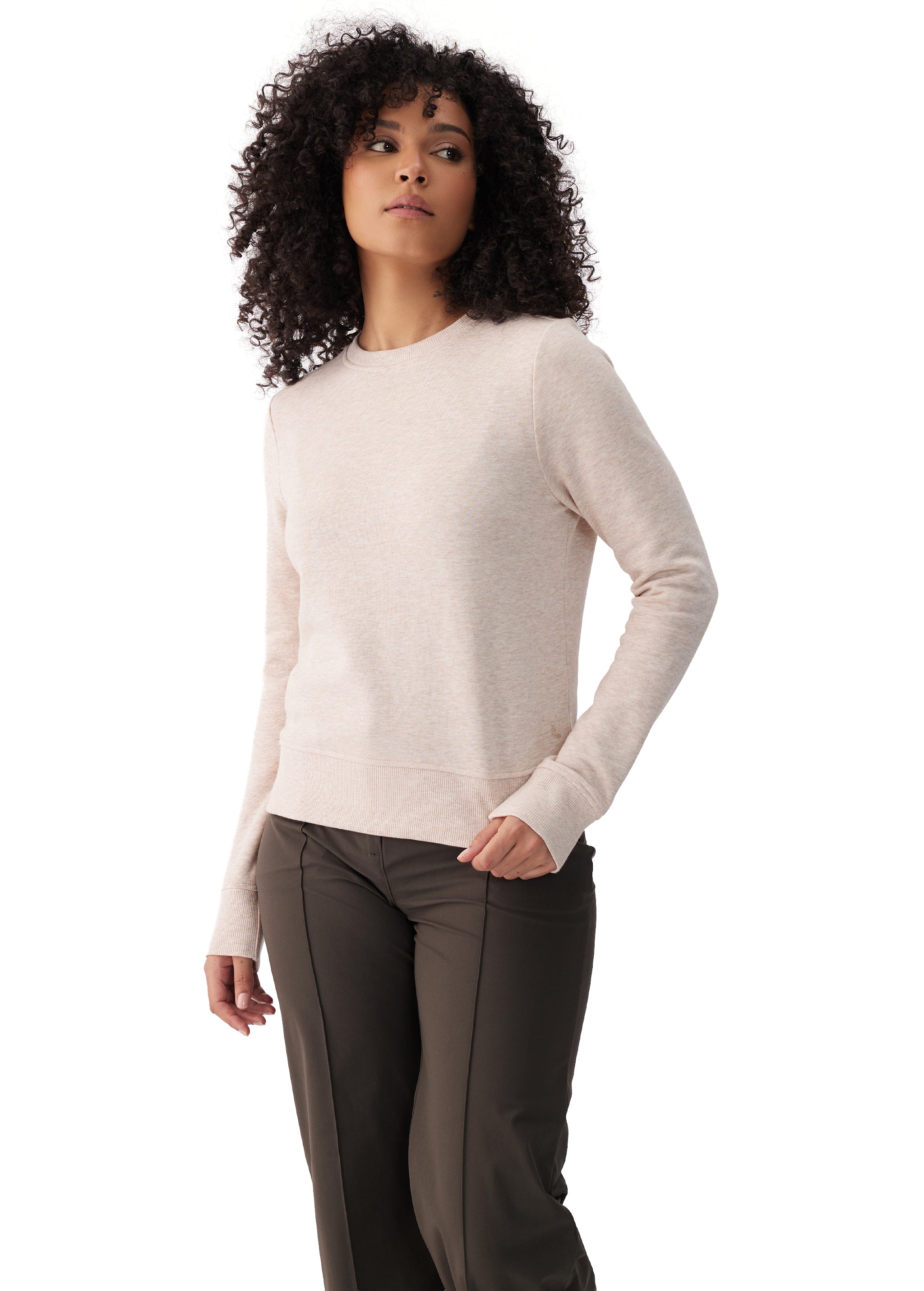 Lolë Icone Crew Neck Pullover in cream