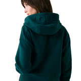 Lolë Yonder Full Zip Hoodie in teal — cropped and cozy, the Yonder Hoodie is your cold-weather comfort zone