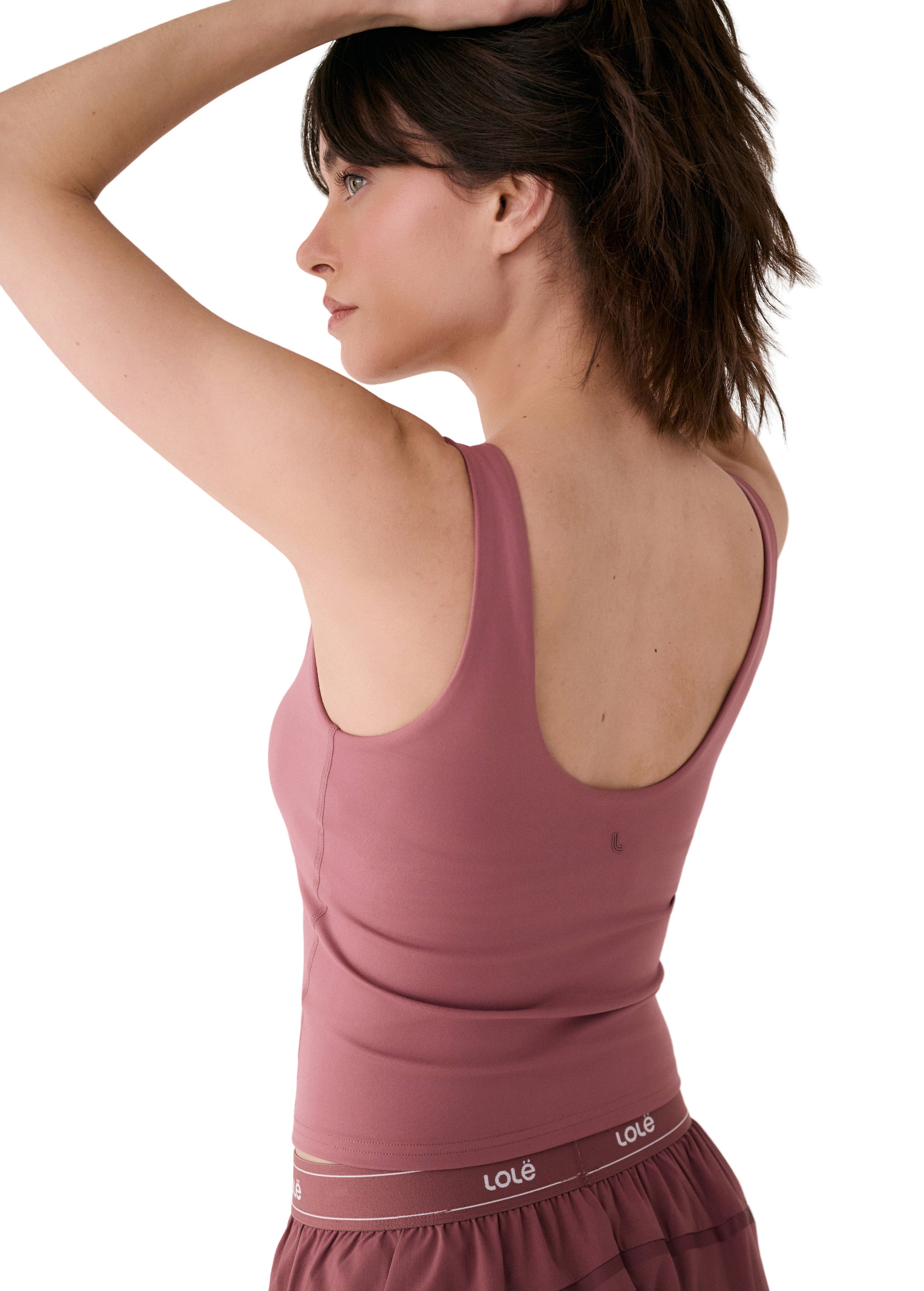 Lolë Serene Support Tank Top in Mauveberry dusty rose