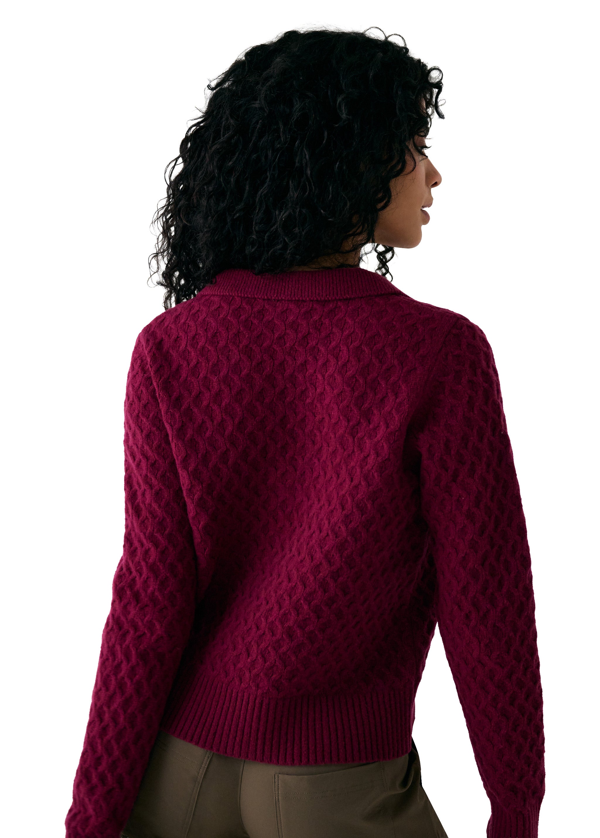 Lolë Verdun Polo Sweater in burgundy