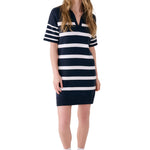 Lolë Club Polo Dress in navy stripe