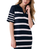 Lolë Club Polo Dress in navy stripe