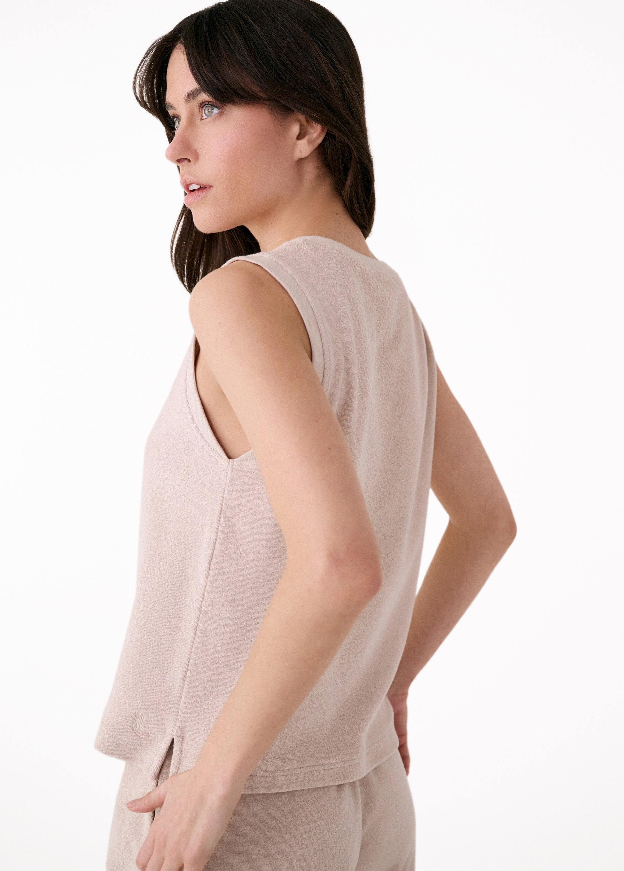Lolë Coastal Tank Top in Abalone pale greige — an effortless tank made for warm escapes