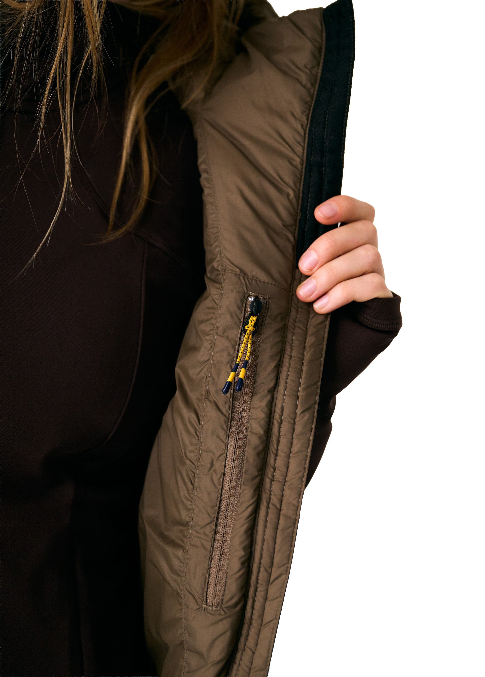 Lolë Transition Vest in Mocha olive brown