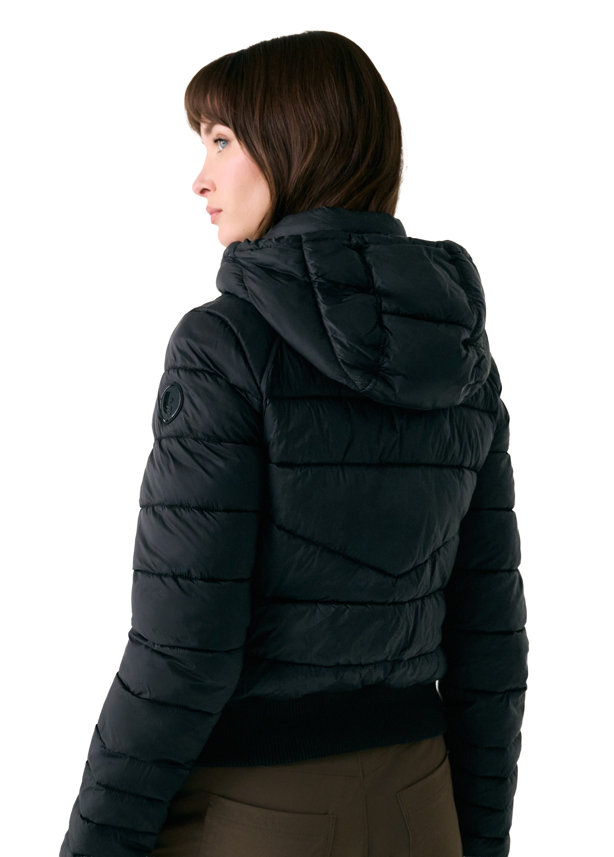 Lolë Eli Synth Down Bomber Jacket in black — bonus points for the cropped fit and everyday-ready hues