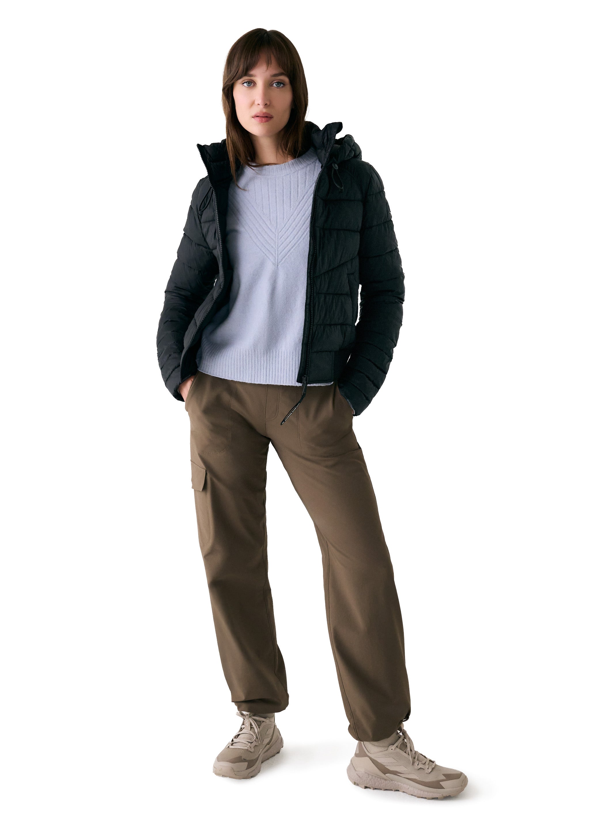 Lolë Eli Synth Down Bomber Jacket in black — bonus points for the cropped fit and everyday-ready hues