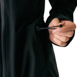 Lolë Element Long Rain Jacket in black — this longline jacket keeps water out while keeping your look sharp