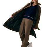 Lolë Alizé Trench Coat in Mocha olive brown — fit note: Cut with a relaxed fit for comfortable layering