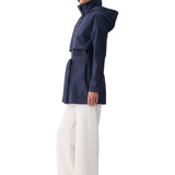 Lolë Alizé Short Trench Coat in Outerspace navy — fit note: Cut with a relaxed fit for comfortable layering