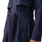 Lolë Alizé Short Trench Coat in Outerspace navy — fit note: Cut with a relaxed fit for comfortable layering