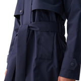 Lolë Alizé Short Trench Coat in Outerspace navy — fit note: Cut with a relaxed fit for comfortable layering