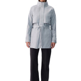 Lolë Alizé Short Trench Coat in Steel light grey — fit note: Cut with a relaxed fit for comfortable layering