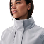 Lolë Alizé Short Trench Coat in Steel light grey — fit note: Cut with a relaxed fit for comfortable layering