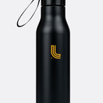 Lolë Refresh Water Bottle in black — features a wristlet strap for easy on-the-go hydration