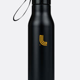 Lolë Refresh Water Bottle in black — features a wristlet strap for easy on-the-go hydration
