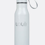 Lolë Refresh Water Bottle in white — features a wristlet strap for easy on-the-go hydration