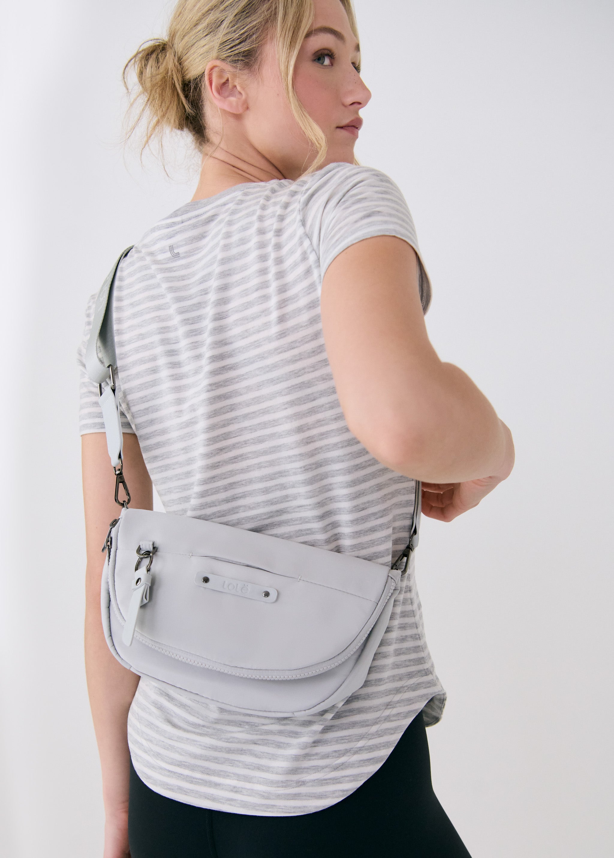 Lolë Acadie Crossbody Flap Bag in Cloud light grey