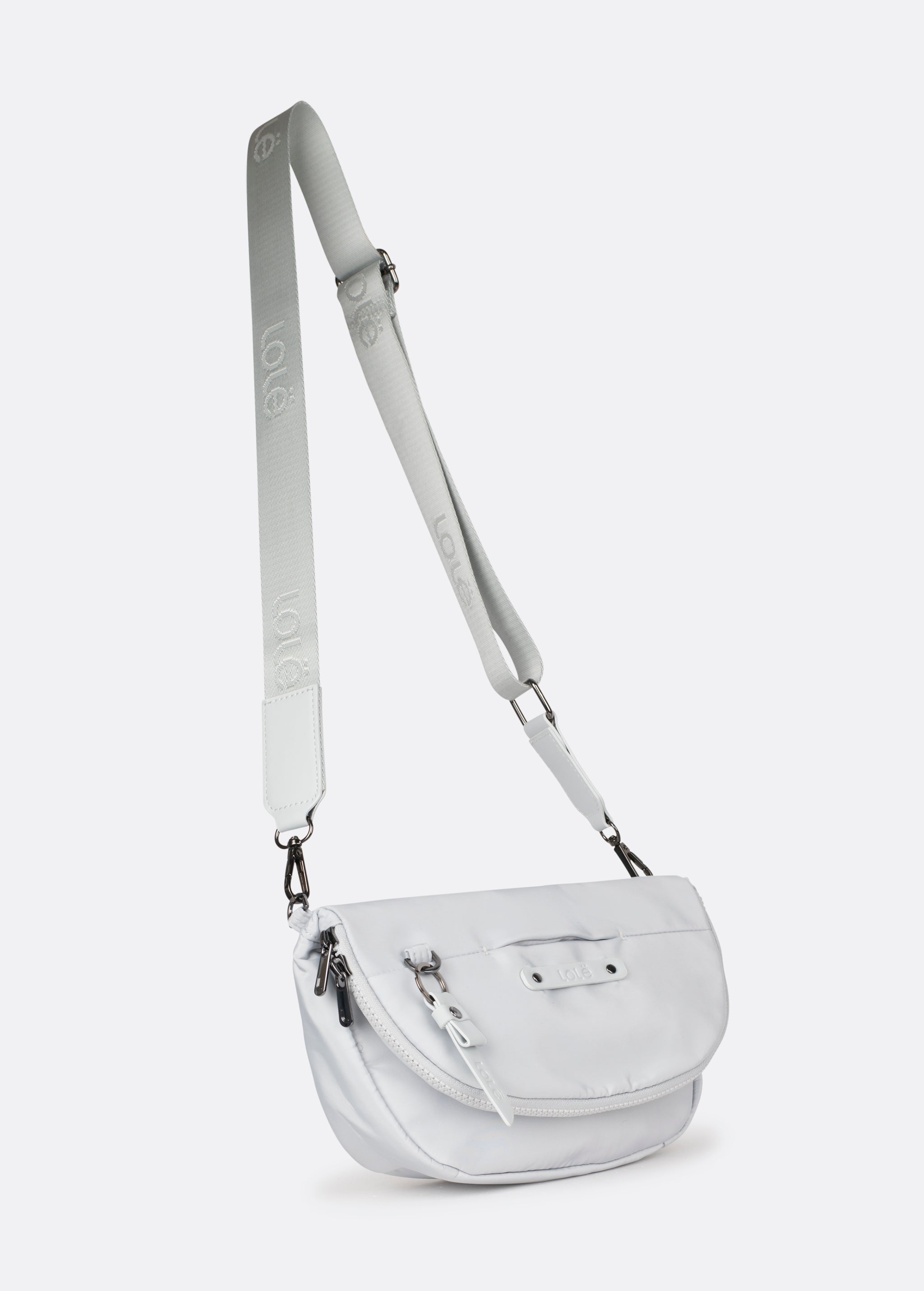 Lolë Acadie Crossbody Flap Bag in Cloud light grey