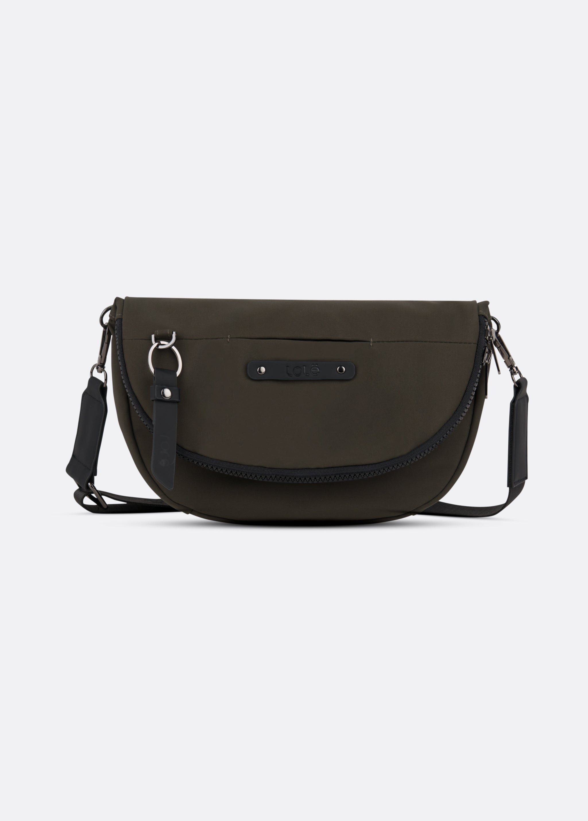 Lolë Acadie Flap Bag in olive — the Acadie Flap Bag balances clean design with everyday function