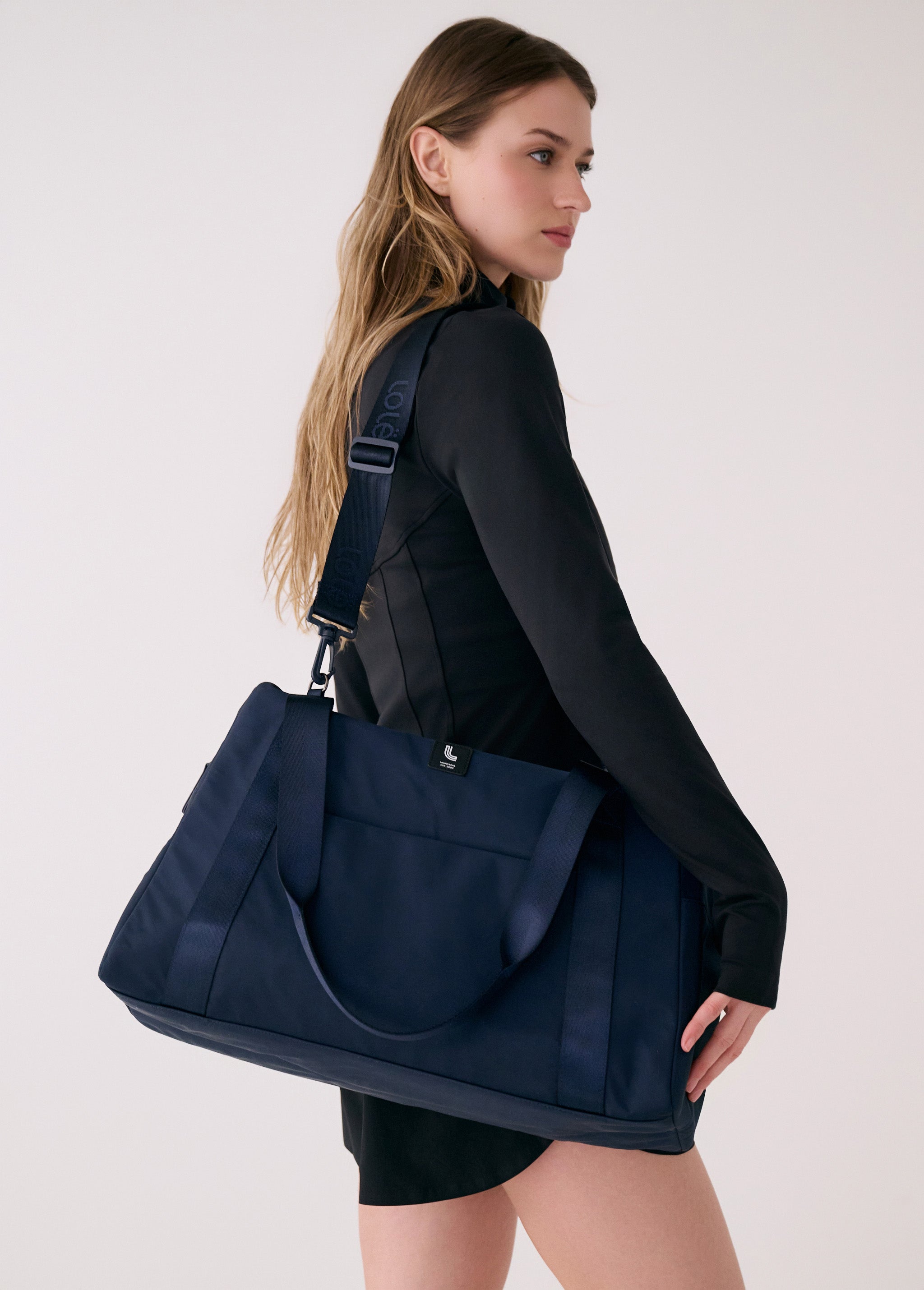 Lolë Westmount Duffle Gym Bag in Outerspace navy — gym bag energy, minus the gym-only look