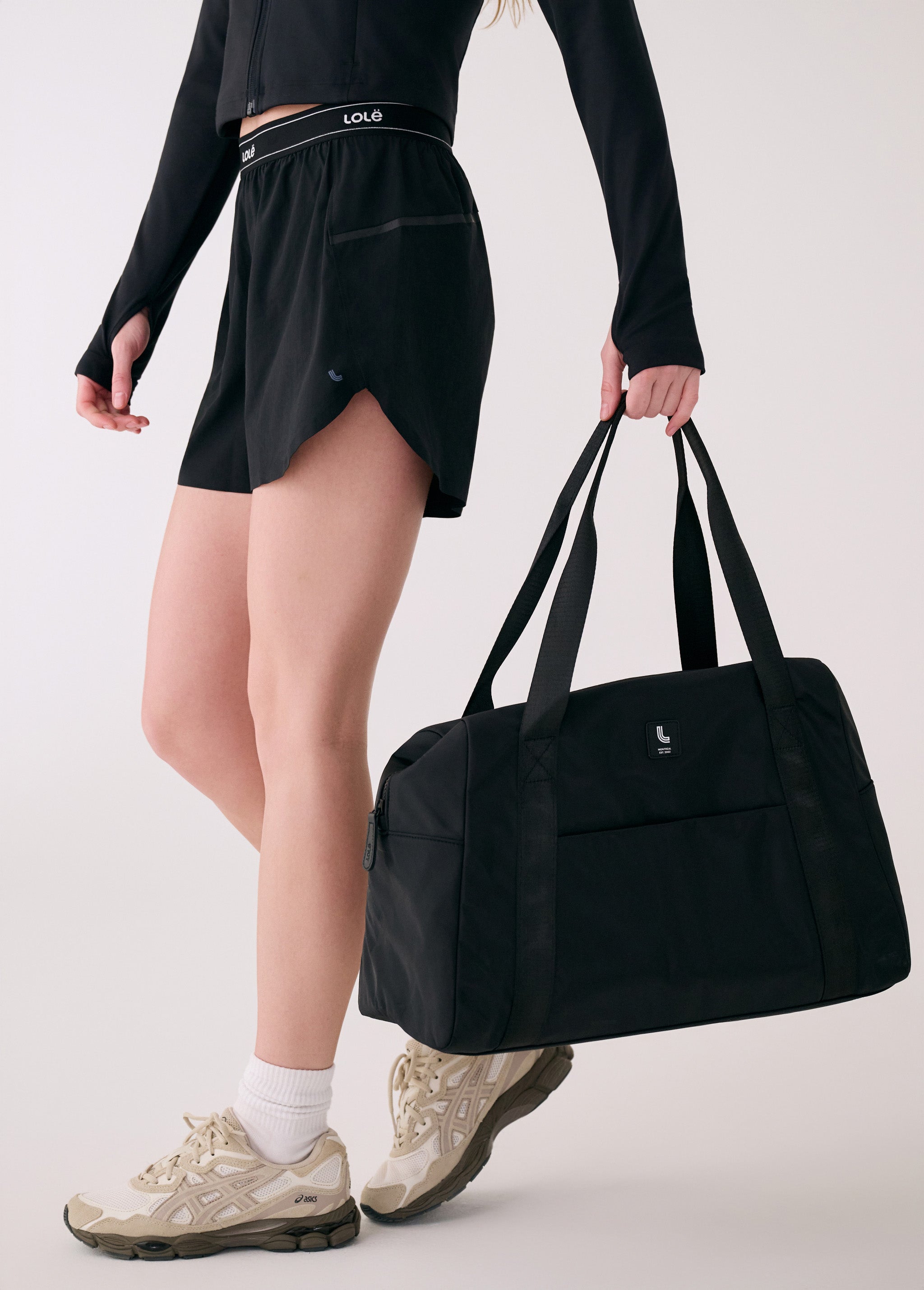 Lolë Westmount Duffle Gym Bag in black — gym bag energy, minus the gym-only look