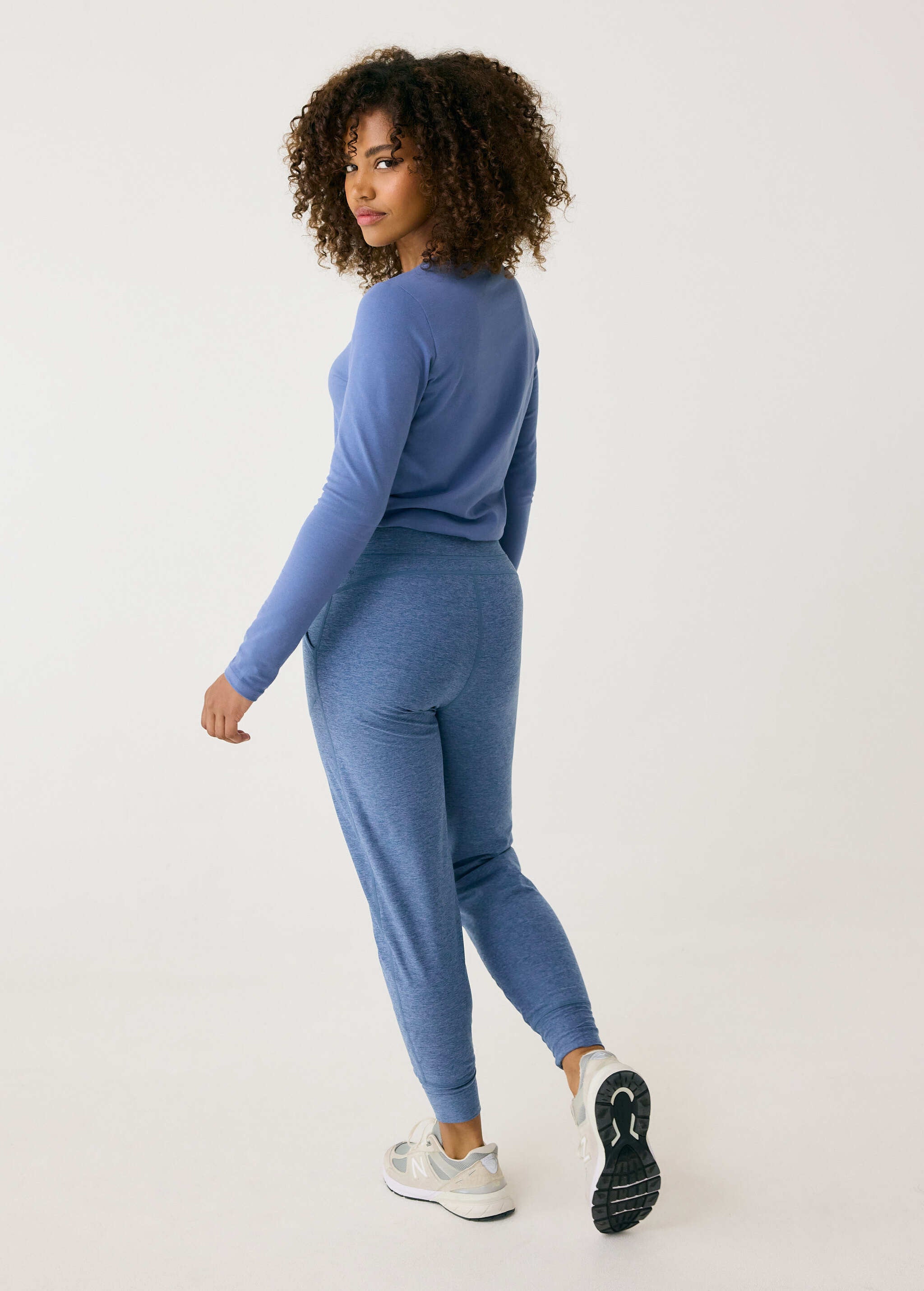 Lolë Om Tech Joggers in blue — refresh your cozy basics with this jogger pant
