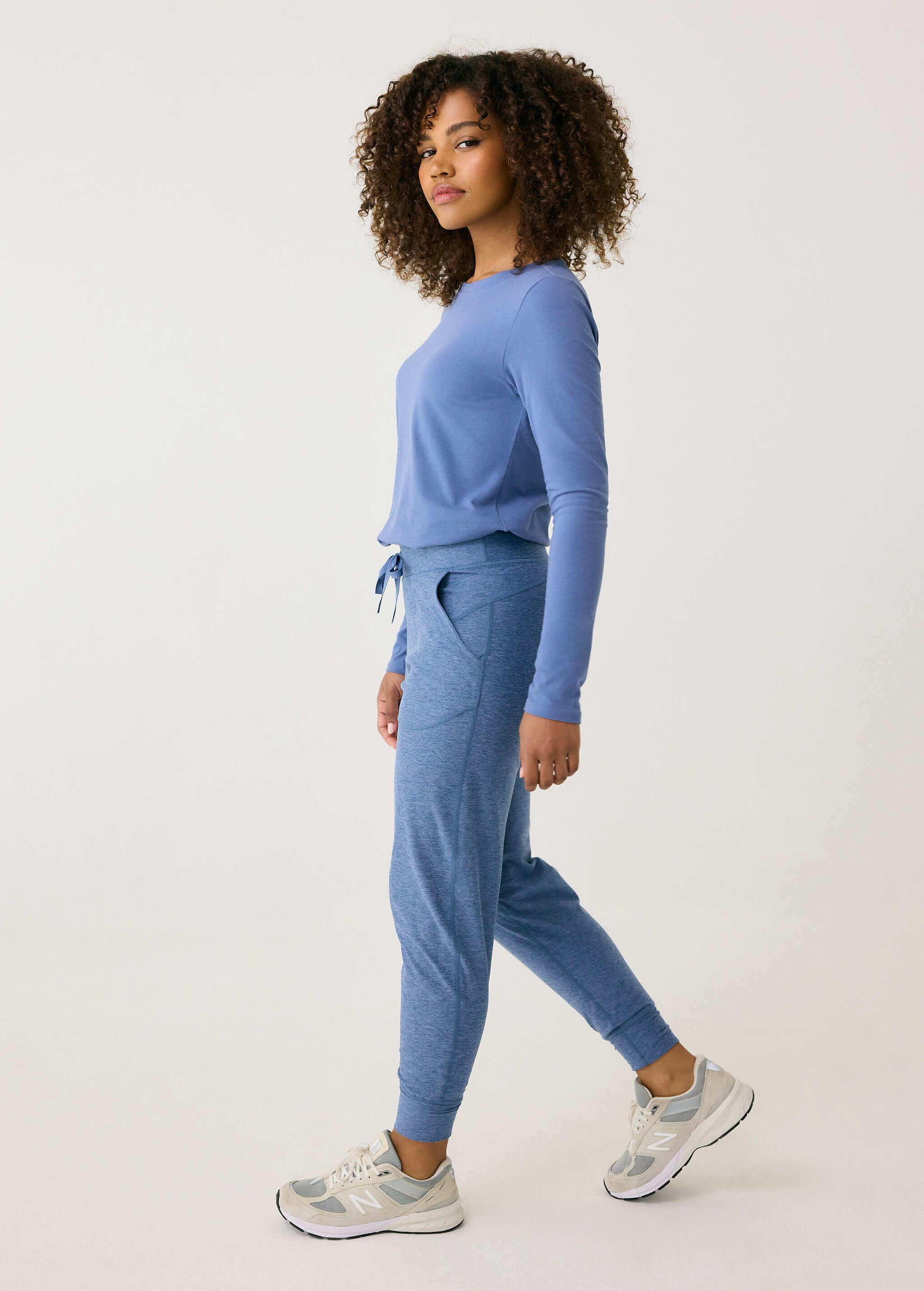 Lolë Om Tech Joggers in blue — refresh your cozy basics with this jogger pant