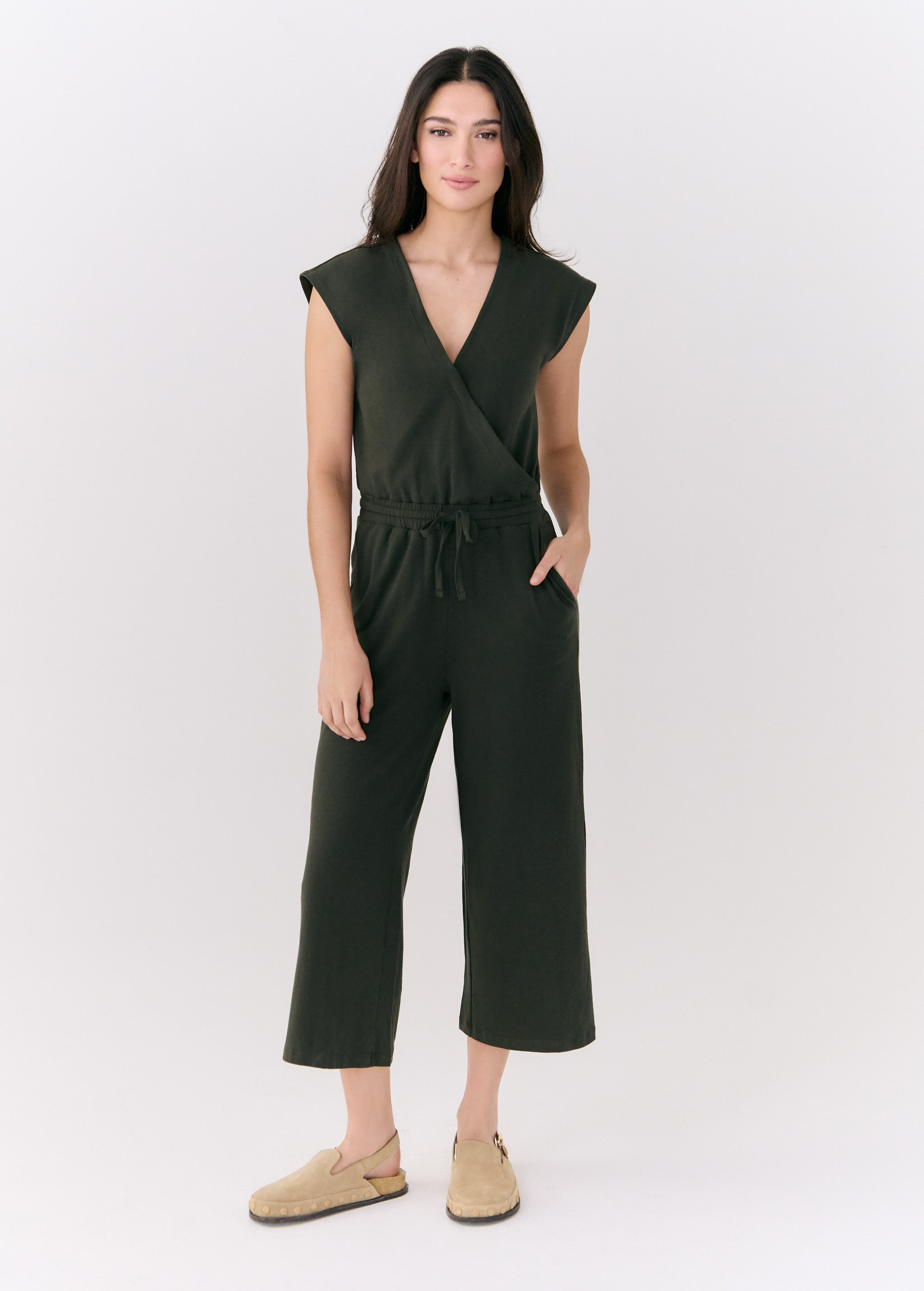 Lolë Effortless Wrap Jumpsuit in olive