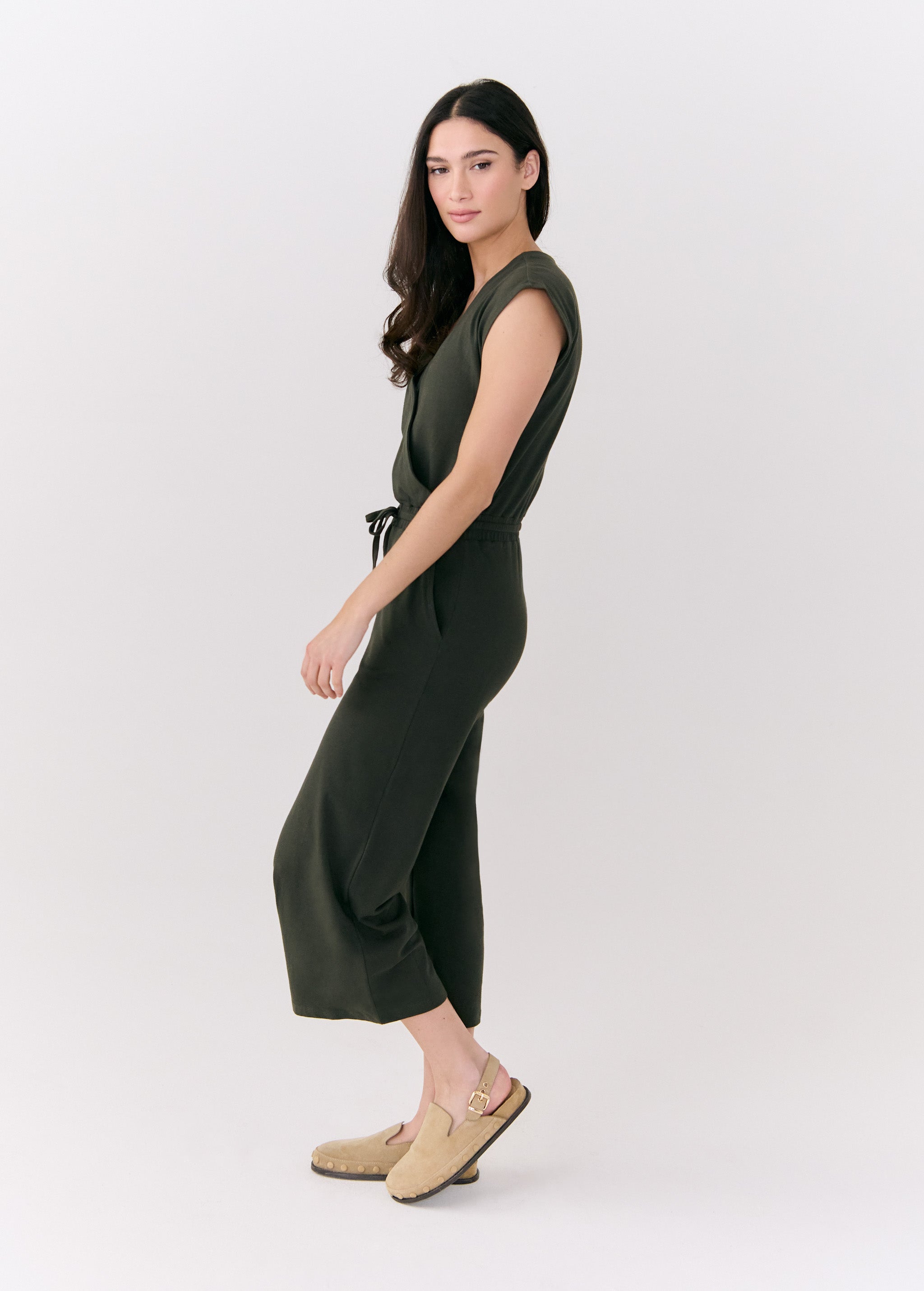 Lolë Effortless Wrap Jumpsuit in olive