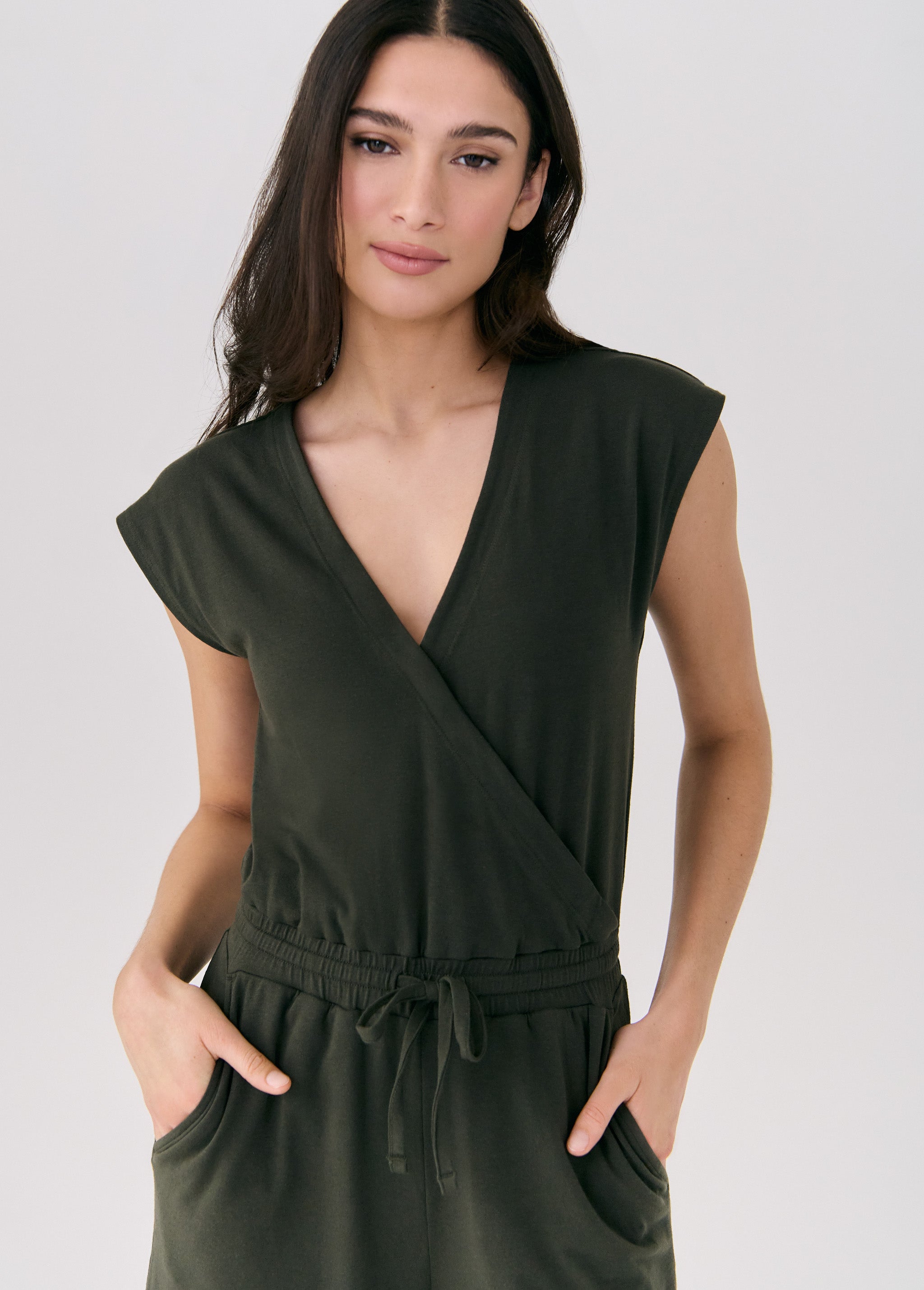 Lolë Effortless Wrap Jumpsuit in olive