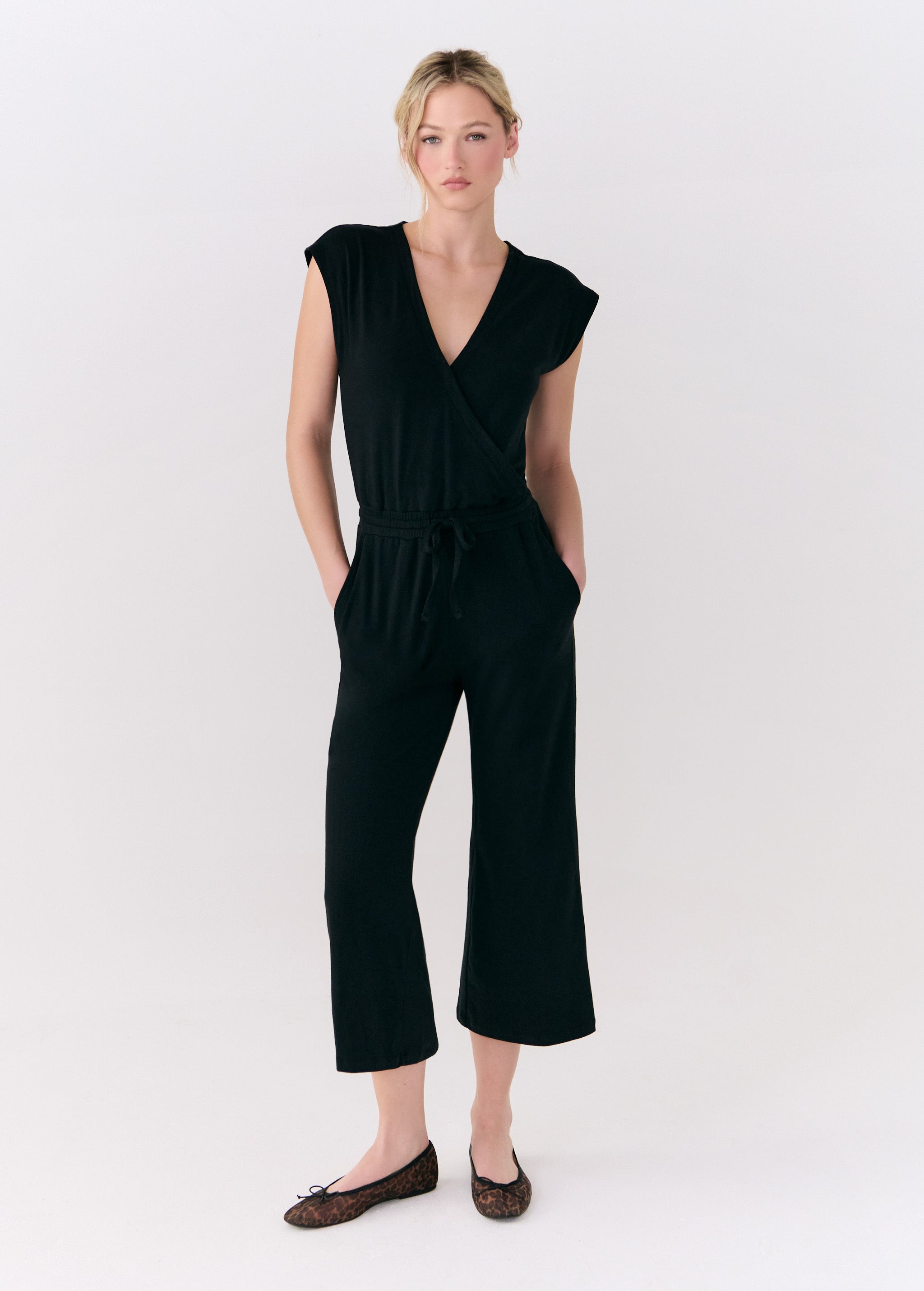 Lolë Effortless Wrap Jumpsuit in black