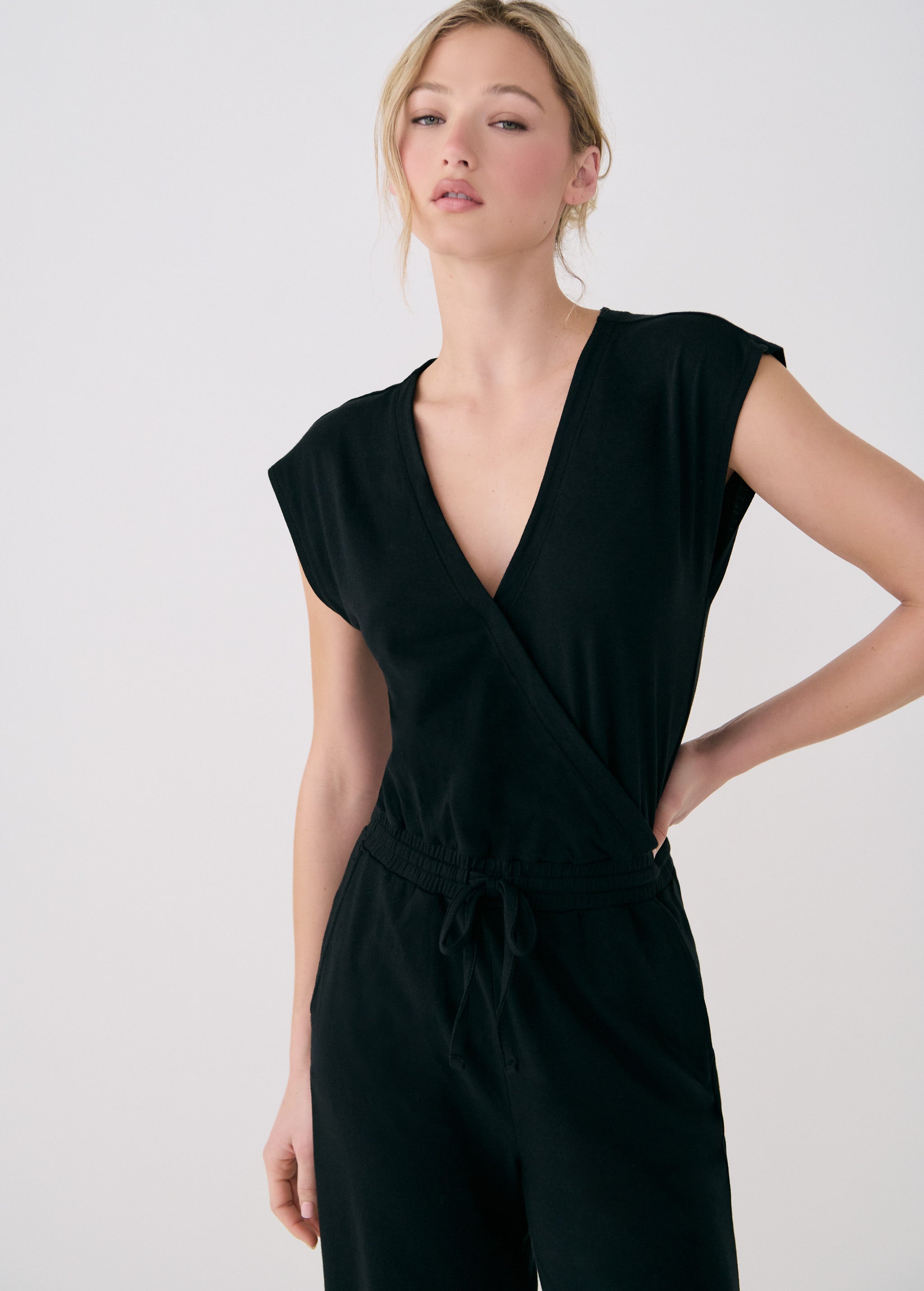 Lolë Effortless Wrap Jumpsuit in black