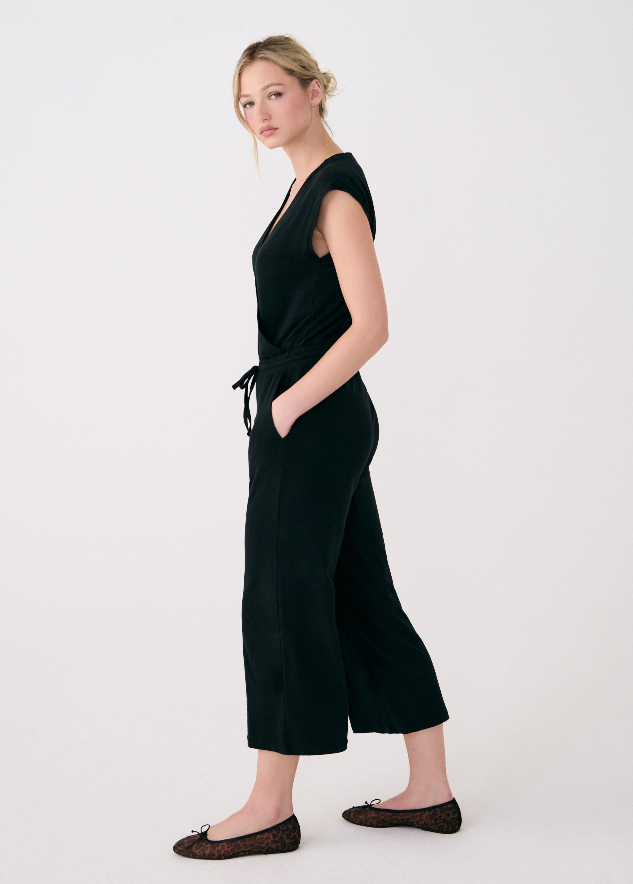 Lolë Effortless Wrap Jumpsuit in black