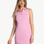 Lolë Step Up Polo Dress in Verbena pink