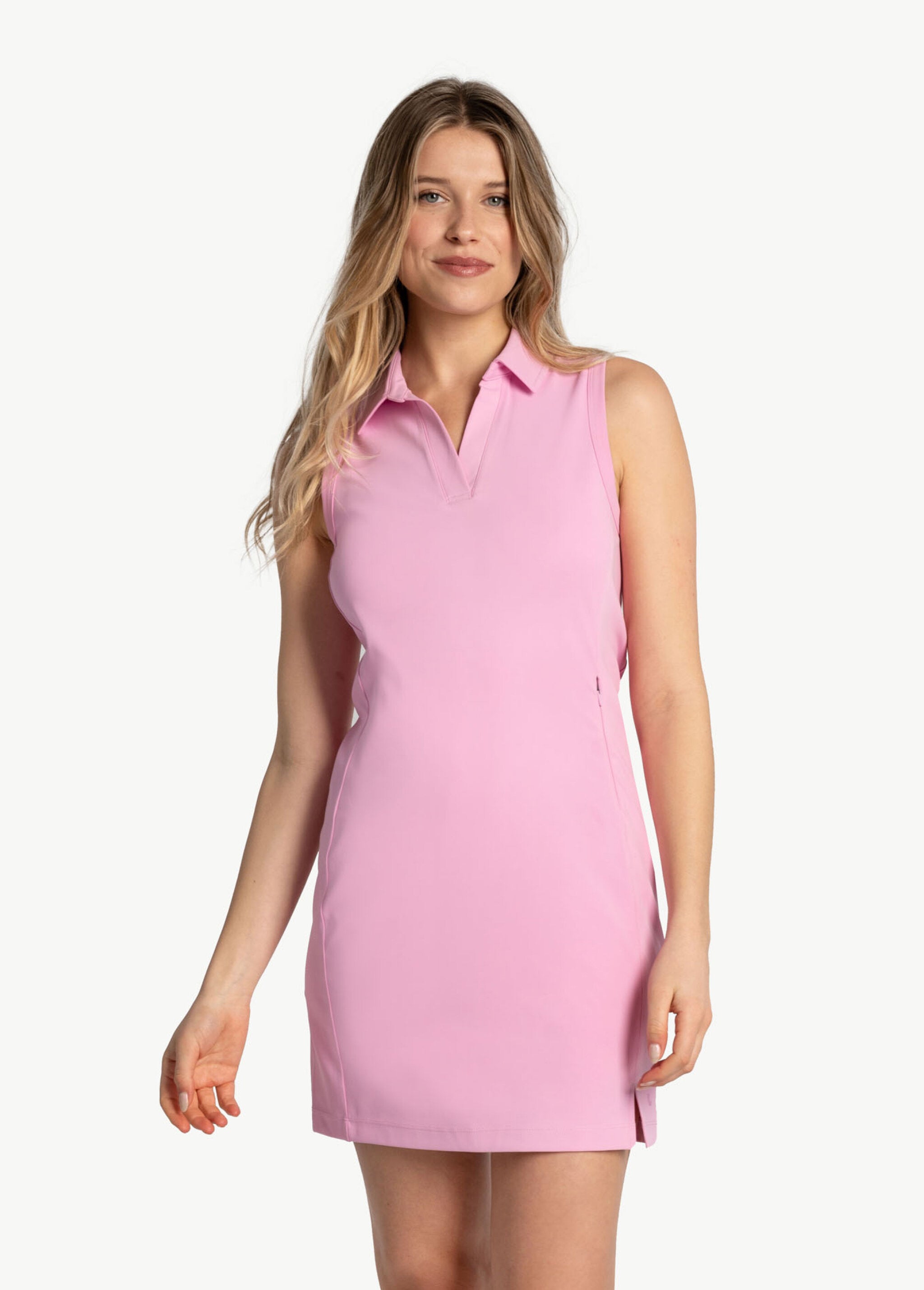 Lolë Step Up Polo Dress in Verbena pink