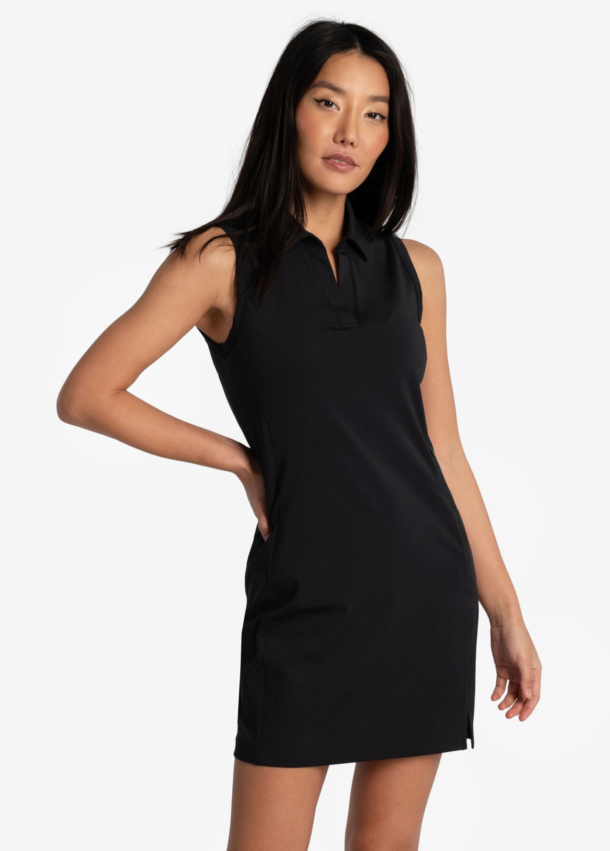 Lolë Step Up Polo Dress in black
