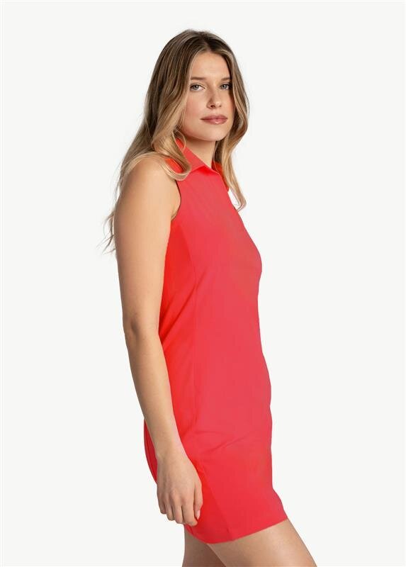 Lolë Step Up Polo Dress in Cayenne coral red