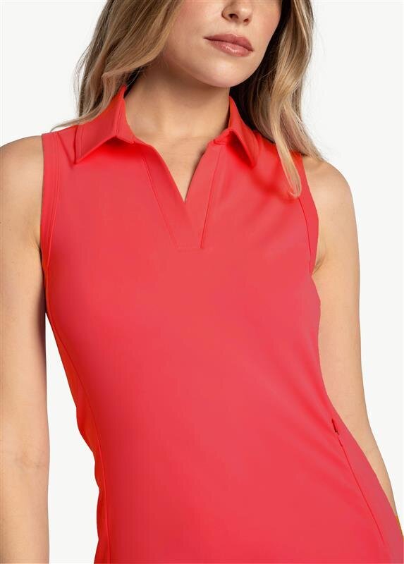 Lolë Step Up Polo Dress in Cayenne coral red
