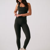Lolë Serene Ankle Leggings in olive — pair it with a Serene tank or bra to complete the set