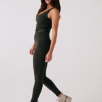 Lolë Serene Ankle Leggings in olive — pair it with a Serene tank or bra to complete the set