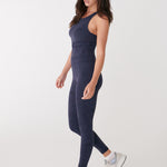 Lolë Serene Ankle Leggings in navy floral print — pair it with a Serene tank or bra to complete the set