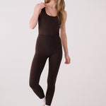 Lolë Serene Ankle Leggings in Java dark brown — pair it with a Serene tank or bra to complete the set