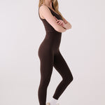 Lolë Serene Ankle Leggings in Java dark brown — pair it with a Serene tank or bra to complete the set
