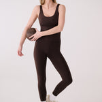 Lolë Serene Ankle Leggings in Java dark brown — pair it with a Serene tank or bra to complete the set
