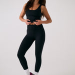 Lolë Serene Ankle Leggings in black — pair it with a Serene tank or bra to complete the set