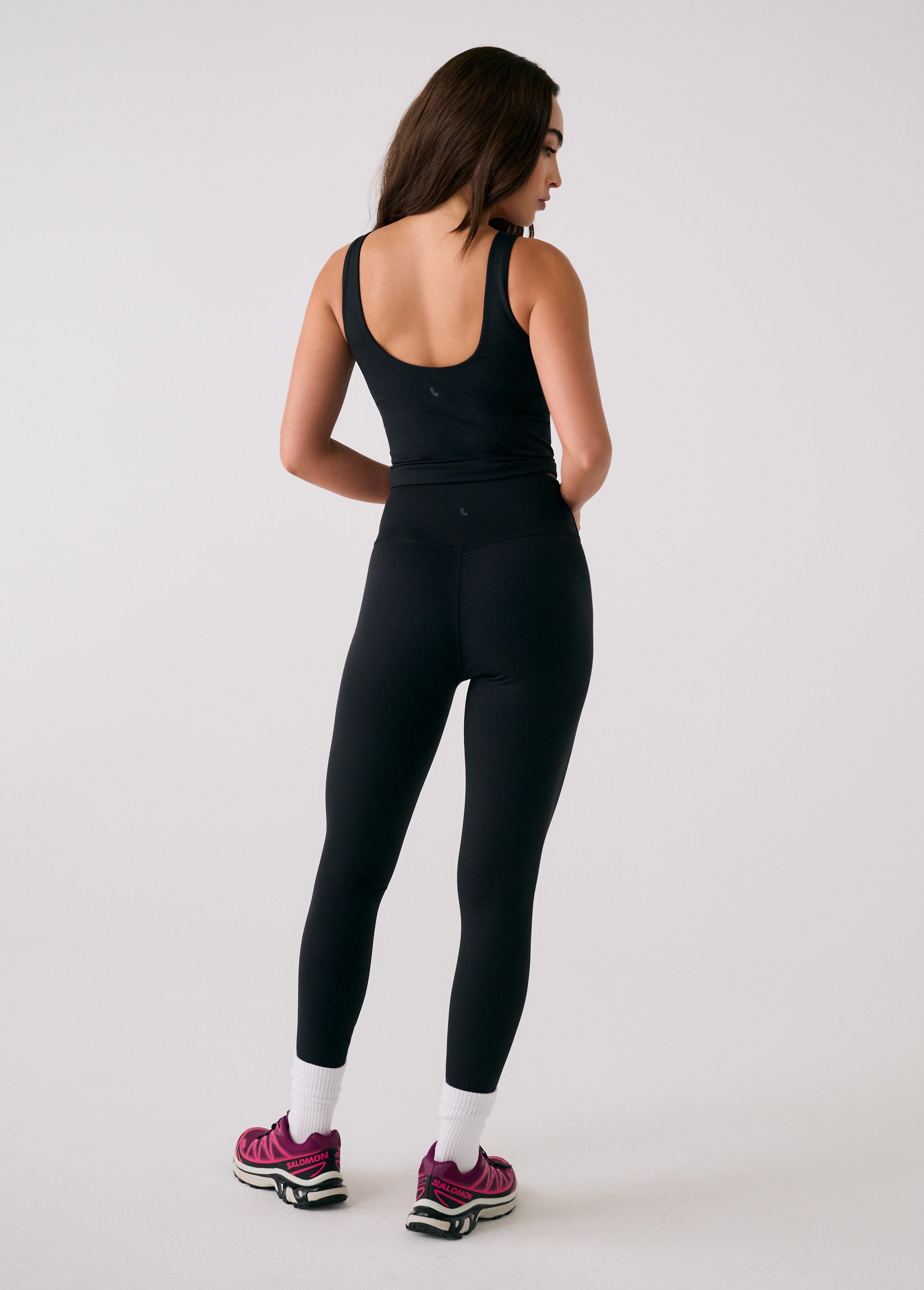 Lolë Serene Ankle Leggings in black — pair it with a Serene tank or bra to complete the set