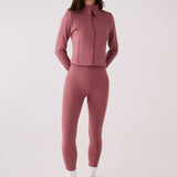Lolë Serene Ankle Leggings in Mauveberry dusty rose — pair it with a Serene tank or bra to complete the set