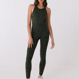 Lolë Serene Ankle Leggings in olive — pair it with a Serene tank or bra to complete the set